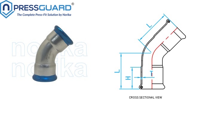 Stainless Steel 304 Press Fit 45 Deg Elbow